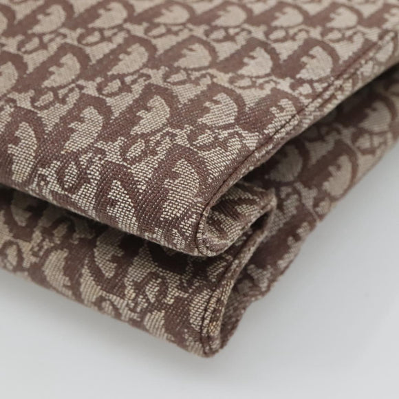 Christian Dior Trotter Canvas Tote Bag Brown Beige Silver Auth 113862