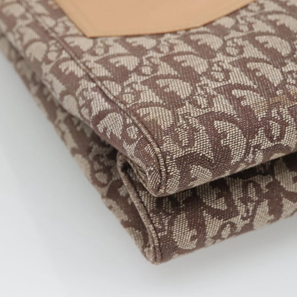 Christian Dior Trotter Canvas Tote Bag Brown Beige Silver Auth 113862