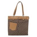 Christian Dior Trotter Canvas Tote Bag Brown Beige Silver Auth 113862-2