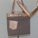 Christian Dior Trotter Canvas Tote Bag Brown Beige Silver Auth 113862-21