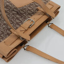 Christian Dior Trotter Canvas Tote Bag Brown Beige Silver Auth 113862-6