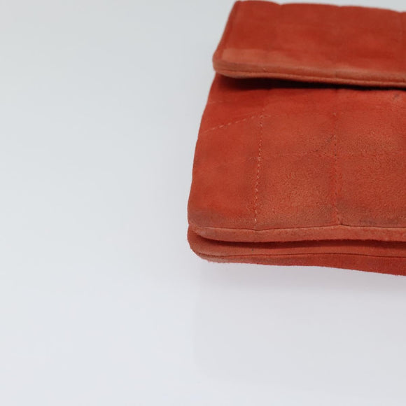 CHANEL Choco Bar Chain Shoulder Bag Suede Red CC Auth 113865