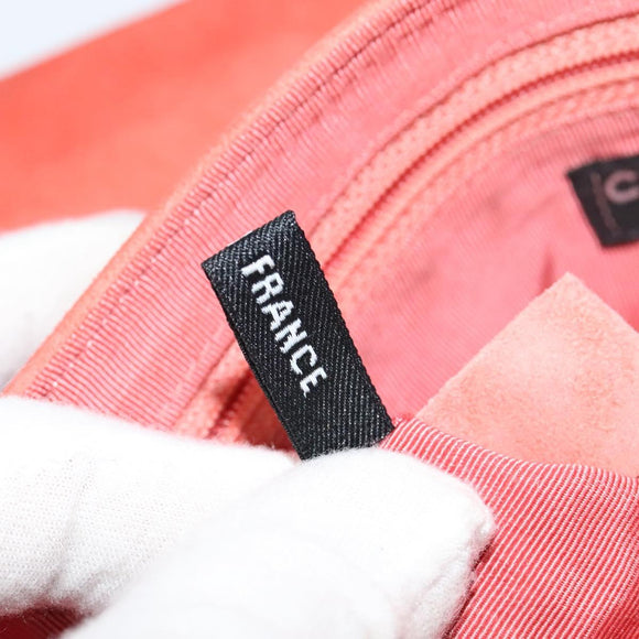 CHANEL Choco Bar Chain Shoulder Bag Suede Red CC Auth 113865