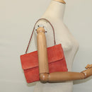 CHANEL Choco Bar Chain Shoulder Bag Suede Red CC Auth 113865-26