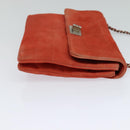 CHANEL Choco Bar Chain Shoulder Bag Suede Red CC Auth 113865-5