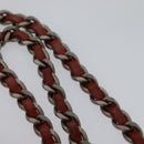 CHANEL Choco Bar Chain Shoulder Bag Suede Red CC Auth 113865-8