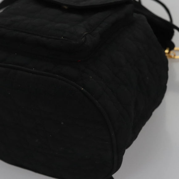 Christian Dior Lady Dior Backpack Nylon Black Gold Auth 113919
