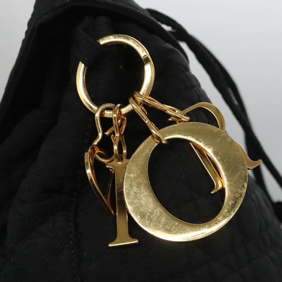 Christian Dior Lady Dior Backpack Nylon Black Gold Auth 113919