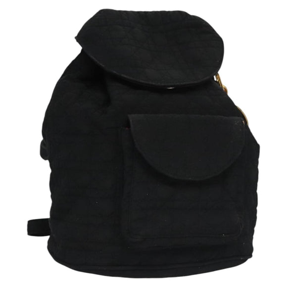 Christian Dior Lady Dior Backpack Nylon Black Gold Auth 113919