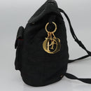 Christian Dior Lady Dior Backpack Nylon Black Gold Auth 113919-3
