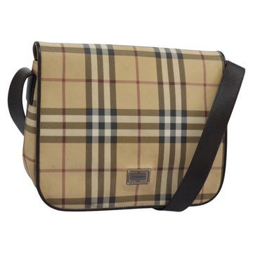 BURBERRY Nova Check Shoulder Bag PVC Beige Brown Auth 113921