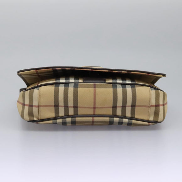 BURBERRY Nova Check Shoulder Bag PVC Beige Brown Auth 113921