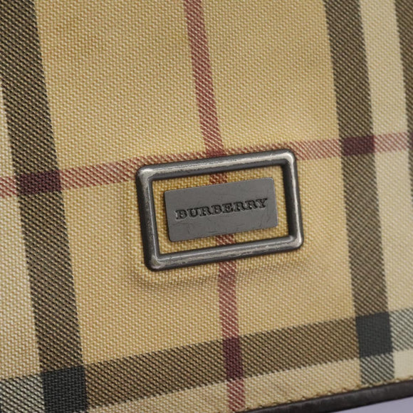 BURBERRY Nova Check Shoulder Bag PVC Beige Brown Auth 113921