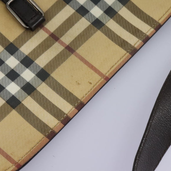 BURBERRY Nova Check Shoulder Bag PVC Beige Brown Auth 113921