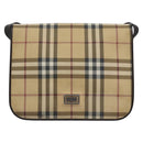 BURBERRY Nova Check Shoulder Bag PVC Beige Brown Auth 113921-13