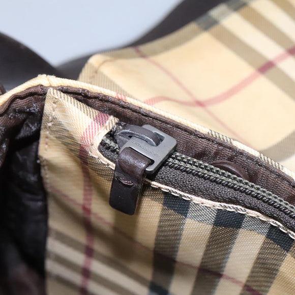 BURBERRY Nova Check Shoulder Bag PVC Beige Brown Auth 113921