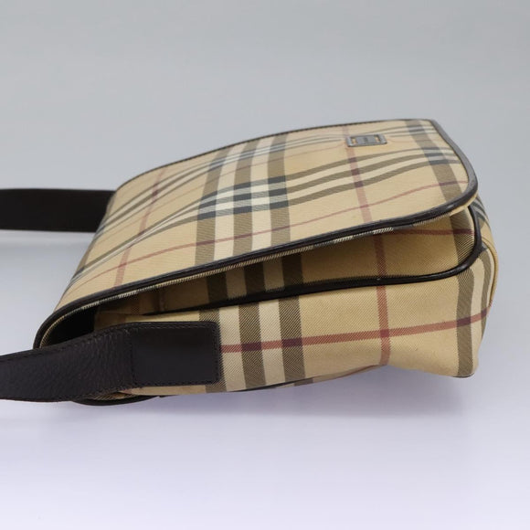 BURBERRY Nova Check Shoulder Bag PVC Beige Brown Auth 113921