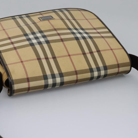 BURBERRY Nova Check Shoulder Bag PVC Beige Brown Auth 113921