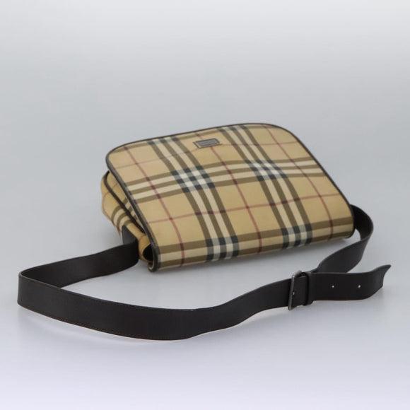BURBERRY Nova Check Shoulder Bag PVC Beige Brown Auth 113921