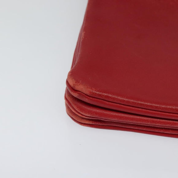 CELINE Trio Small Shoulder Bag Leather Red Gold Auth 113929