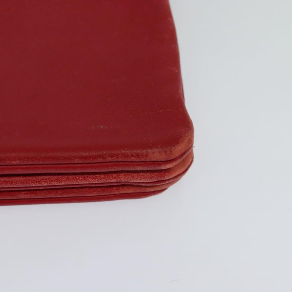 CELINE Trio Small Shoulder Bag Leather Red Gold Auth 113929