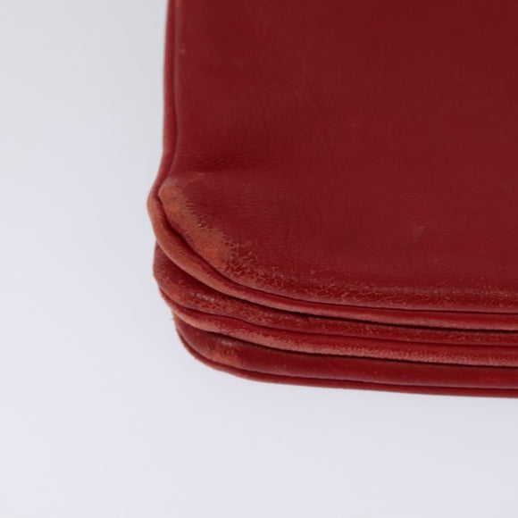 CELINE Trio Small Shoulder Bag Leather Red Gold Auth 113929