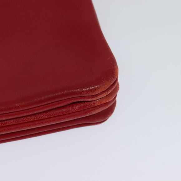 CELINE Trio Small Shoulder Bag Leather Red Gold Auth 113929