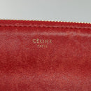 CELINE Trio Small Shoulder Bag Leather Red Gold Auth 113929-10