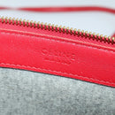 CELINE Trio Small Shoulder Bag Leather Red Gold Auth 113929-17