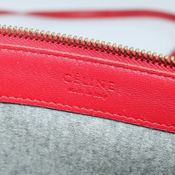 CELINE Trio Small Shoulder Bag Leather Red Gold Auth 113929