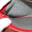 CELINE Trio Small Shoulder Bag Leather Red Gold Auth 113929-19