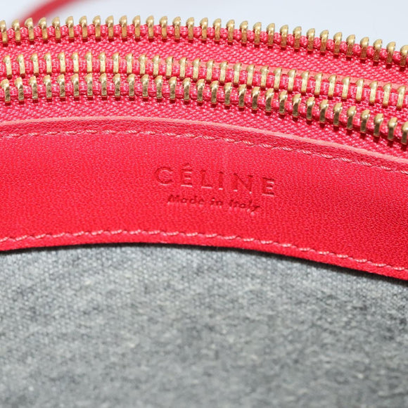 CELINE Trio Small Shoulder Bag Leather Red Gold Auth 113929