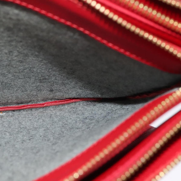 CELINE Trio Small Shoulder Bag Leather Red Gold Auth 113929