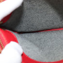 CELINE Trio Small Shoulder Bag Leather Red Gold Auth 113929-23