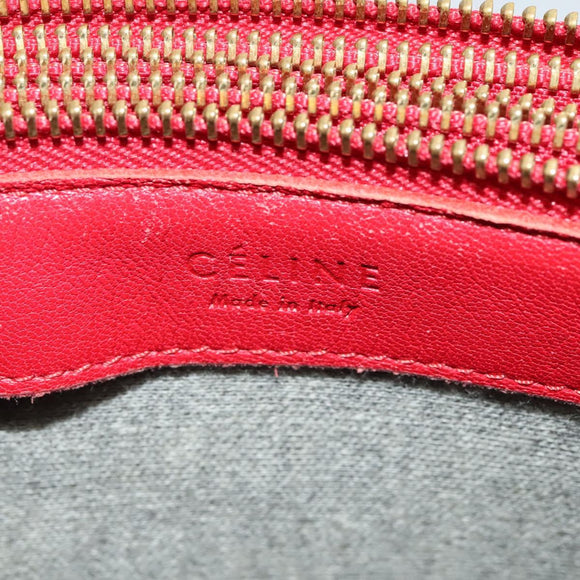 CELINE Trio Small Shoulder Bag Leather Red Gold Auth 113929