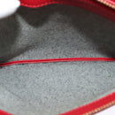 CELINE Trio Small Shoulder Bag Leather Red Gold Auth 113929-25