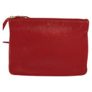 CELINE Trio Small Shoulder Bag Leather Red Gold Auth 113929-11