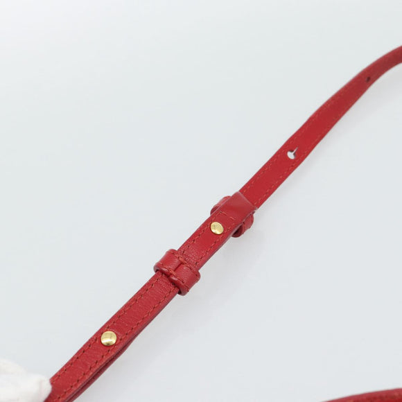 CELINE Trio Small Shoulder Bag Leather Red Gold Auth 113929