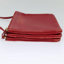 CELINE Trio Small Shoulder Bag Leather Red Gold Auth 113929-3