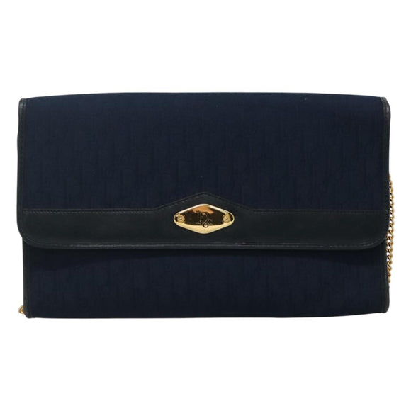 Christian Dior Trotter Canvas Chain Shoulder Bag Navy Auth 113931