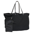 FENDI Zucchino Canvas Hand Bag Nylon Black Silver Auth 113935-1