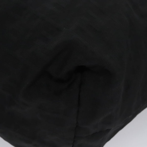 FENDI Zucchino Canvas Hand Bag Nylon Black Silver Auth 113935