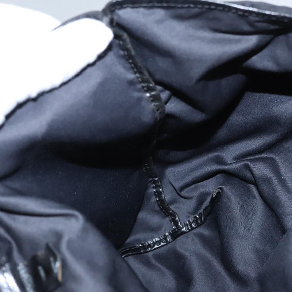 FENDI Zucchino Canvas Hand Bag Nylon Black Silver Auth 113935