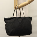 FENDI Zucchino Canvas Hand Bag Nylon Black Silver Auth 113935-26