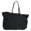 FENDI Zucchino Canvas Hand Bag Nylon Black Silver Auth 113935-2