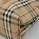 BURBERRY Nova Check Hand Bag PVC Leather Beige Auth 113948-9