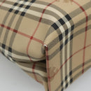 BURBERRY Nova Check Hand Bag PVC Leather Beige Auth 113948-14