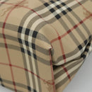 BURBERRY Nova Check Hand Bag PVC Leather Beige Auth 113948-15