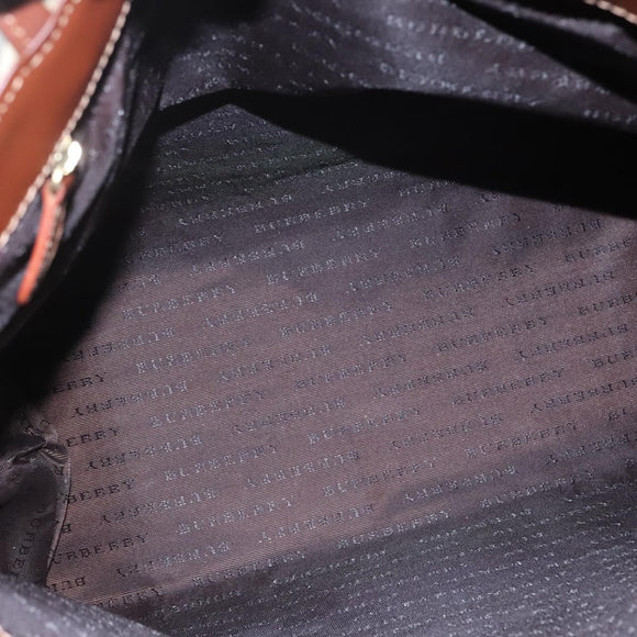 BURBERRY Nova Check Hand Bag PVC Leather Beige Auth 113948