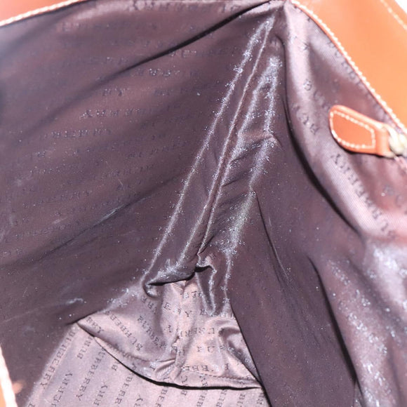 BURBERRY Nova Check Hand Bag PVC Leather Beige Auth 113948